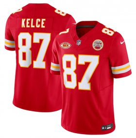 Wholesale Cheap Men\'s Kansas City Chiefs #87 Travis Kelce Red 2023 F.U.S.E. With NKH Patch Vapor Untouchable Limited Football Stitched Jersey