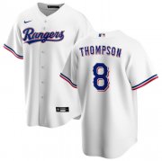 Cheap Men's Texas Rangers #8 Bubba Thompson White Cool Base Stitched Baseball Jersey