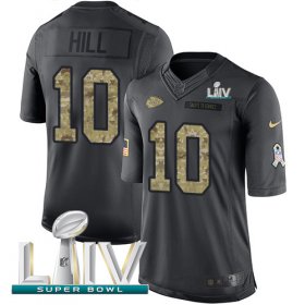 Wholesale Cheap Nike Chiefs #10 Tyreek Hill Black Super Bowl LIV 2020 Men\'s Stitched NFL Limited 2016 Salute to Service Jersey