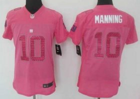 Wholesale Cheap Nike Giants #10 Eli Manning Pink Sweetheart Women\'s Stitched NFL Elite Jersey