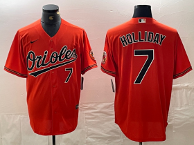 Cheap Men\'s Baltimore Orioles #7 Jackson Holliday Number Orange Limited Cool Base Stitched Jersey