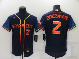 Wholesale Cheap Men\'s Houston Astros #2 Alex Bregman Number 2022 Navy Blue City Connect Flex Base Stitched Baseball Jersey