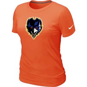 Wholesale Cheap Women\'s Baltimore Ravens Team Logo T-Shirt Orange