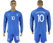Wholesale Cheap Greece #10 Karagounis Away Long Sleeves Soccer Country Jersey