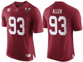 Wholesale Cheap Men\'s Alabama Crimson Tide #93 Jonathan Allen Red 2017 Championship Game Patch Stitched CFP Nike Limited Jersey
