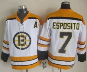 Wholesale Cheap Bruins #7 Phil Esposito White CCM Throwback Stitched NHL Jersey