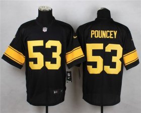 Wholesale Cheap Nike Steelers #53 Maurkice Pouncey Black(Gold No.) Men\'s Stitched NFL Elite Jersey