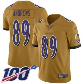 Wholesale Cheap Nike Ravens #89 Mark Andrews Gold Men\'s Stitched NFL Limited Inverted Legend 100th Season Jersey