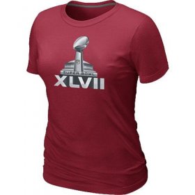 Wholesale Cheap Women\'s NFL Super Bowl XLVII Logo T-Shirt Red