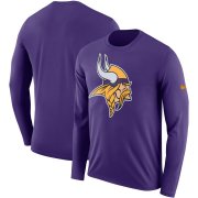 Wholesale Cheap Minnesota Vikings Nike Fan Gear Primary Logo Performance Long Sleeve T-Shirt Purple