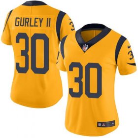 Wholesale Cheap Nike Rams #30 Todd Gurley II Gold Women\'s Stitched NFL Limited Rush Jersey