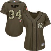 Wholesale Cheap Yankees #34 J.A. Happ Green Salute to Service Women's Stitched MLB Jersey