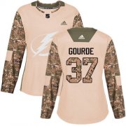 Cheap Adidas Lightning #37 Yanni Gourde Camo Authentic 2017 Veterans Day Women's Stitched NHL Jersey