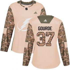 Cheap Adidas Lightning #37 Yanni Gourde Camo Authentic 2017 Veterans Day Women\'s Stitched NHL Jersey