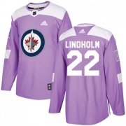 Wholesale Cheap Adidas Jets #22 Par Lindholm Purple Authentic Fights Cancer Stitched NHL Jersey
