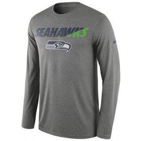 Wholesale Cheap Men\'s Seattle Seahawks Nike Charcoal Legend Staff Practice Long Sleeves Performance T-Shirt