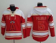 Wholesale Cheap Angels of Anaheim #5 Albert Pujols Red Sawyer Hooded Sweatshirt MLB Hoodie