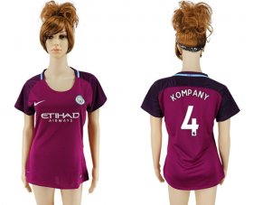 Wholesale Cheap Women\'s Manchester City #4 Kompany Away Soccer Club Jersey