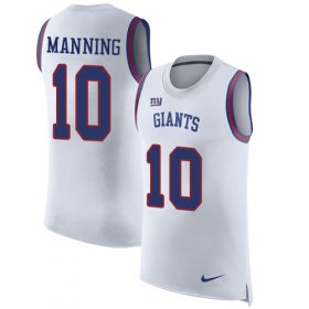 Wholesale Cheap Nike Giants #10 Eli Manning White Men\'s Stitched NFL Limited Rush Tank Top Jersey