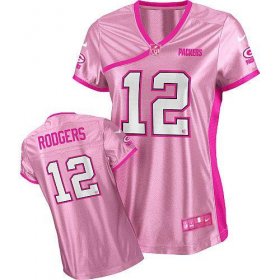 Wholesale Cheap Nike Packers #12 Aaron Rodgers Pink Women\'s Be Luv\'d Stitched NFL Elite Jersey