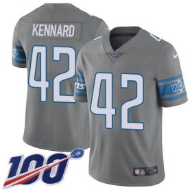 Wholesale Cheap Nike Lions #42 Devon Kennard Gray Men\'s Stitched NFL Limited Rush 100th Season Jersey