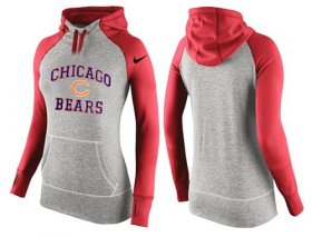 Wholesale Cheap Women\'s Nike Chicago Bears Performance Hoodie Grey & Red
