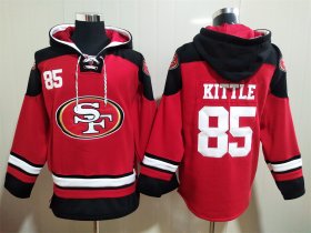 Wholesale Cheap Men\'s San Francisco 49ers #85 George Kittle Red Team Color New NFL Hoodie