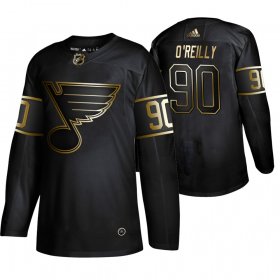 Wholesale Cheap Adidas Blues #90 Ryan O\'Reilly Men\'s 2019 Black Golden Edition Authentic Stitched NHL Jersey