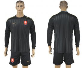 Wholesale Cheap Czech Blank Black Long Sleeves Goalkeeper Soccer Country Jersey