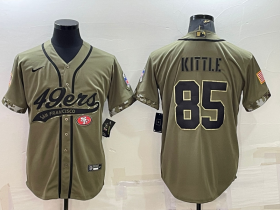 Wholesale Cheap Men\'s San Francisco 49ers #85 George Kittle 2022 Olive Salute to Service Cool Base Stitched Baseball Jersey