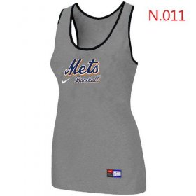 Wholesale Cheap Women\'s Nike New York Mets Tri-Blend Racerback Stretch Tank Top Light Grey