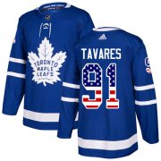 Wholesale Cheap Adidas Maple Leafs #91 John Tavares Blue Home Authentic USA Flag Stitched Youth NHL Jersey