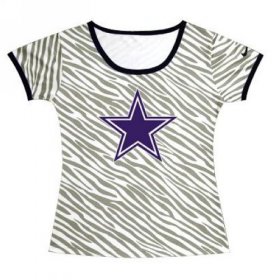 Wholesale Cheap Women\'s Dallas Cowboys Sideline Legend Authentic Logo Zebra Stripes T-Shirt