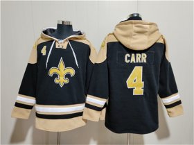 Cheap Men\'s New Orleans Saints #4 Derek Carr Black Ageless Must-Have Lace-Up Pullover Hoodie