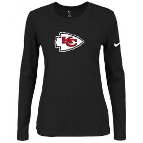 Wholesale Cheap Women\'s Nike Kansas City Chiefs Of The City Long Sleeve Tri-Blend NFL T-Shirt Black