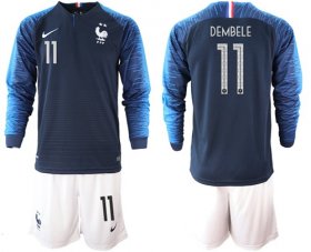 Wholesale Cheap France #11 Dembele Home Long Sleeves Soccer Country Jersey