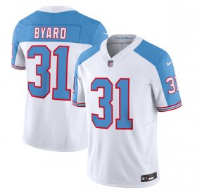 Wholesale Cheap Men\'s Tennessee Titans #31 Kevin Byard White Blue 2023 F.U.S.E. Vapor Limited Throwback Football Stitched Jersey