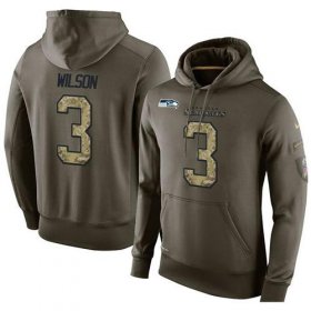 Wholesale Cheap NFL Men\'s Nike Seattle Seahawks #3 Russell Wilson Stitched Green Olive Salute To Service KO Performance Hoodie