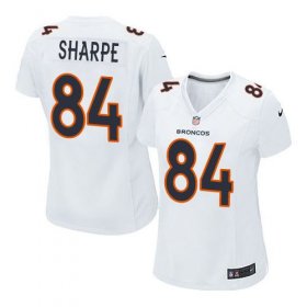Wholesale Cheap Nike Broncos #84 Shannon Sharpe White Women\'s Stitched NFL Game Event Jersey
