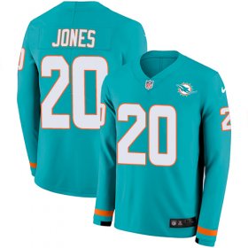 Wholesale Cheap Nike Dolphins #20 Reshad Jones Aqua Green Team Color Men\'s Stitched NFL Limited Therma Long Sleeve Jersey