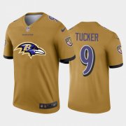 Wholesale Cheap Baltimore Ravens #9 Justin Tucker Gold Men's Nike Big Team Logo Vapor Limited NFL Jersey