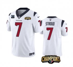 Cheap Men\'s Houston Texans #7 C.J. Stroud White 2023 F.U.S.E. AFC South Champions Patch And 1-Star C Patch Vapor Untouchable Limited Football Stitched Jersey