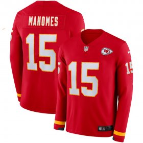 Wholesale Cheap Men\'s Chiefs #15 Patrick Mahomes Red Team Color Men\'s Stitched NFL Limited Therma Long Sleeve Jersey