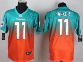 Wholesale Cheap Nike Dolphins #11 DeVante Parker Aqua Green/Orange Men\'s Stitched NFL Elite Fadeaway Fashion Jersey