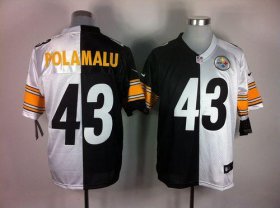 Wholesale Cheap Nike Steelers #43 Troy Polamalu White/Black Men\'s Stitched NFL Elite Split Jersey