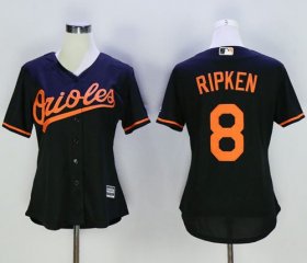 Wholesale Cheap Orioles #8 Cal Ripken Black Women\'s Alternate Stitched MLB Jersey
