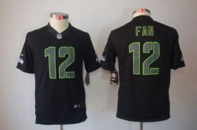 Wholesale Cheap Nike Seahawks #12 Fan Black Impact Youth Stitched NFL Limited Jersey
