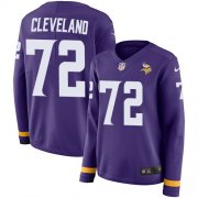 Wholesale Cheap Nike Vikings #72 Ezra Cleveland Purple Team Color Women's Stitched NFL Limited Therma Long Sleeve Jersey