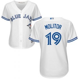 Wholesale Cheap Blue Jays #19 Paul Molitor White Home Women\'s Stitched MLB Jersey