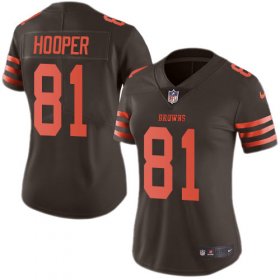 Wholesale Cheap Nike Browns #81 Austin Hooper Brown Women\'s Stitched NFL Limited Rush Jersey